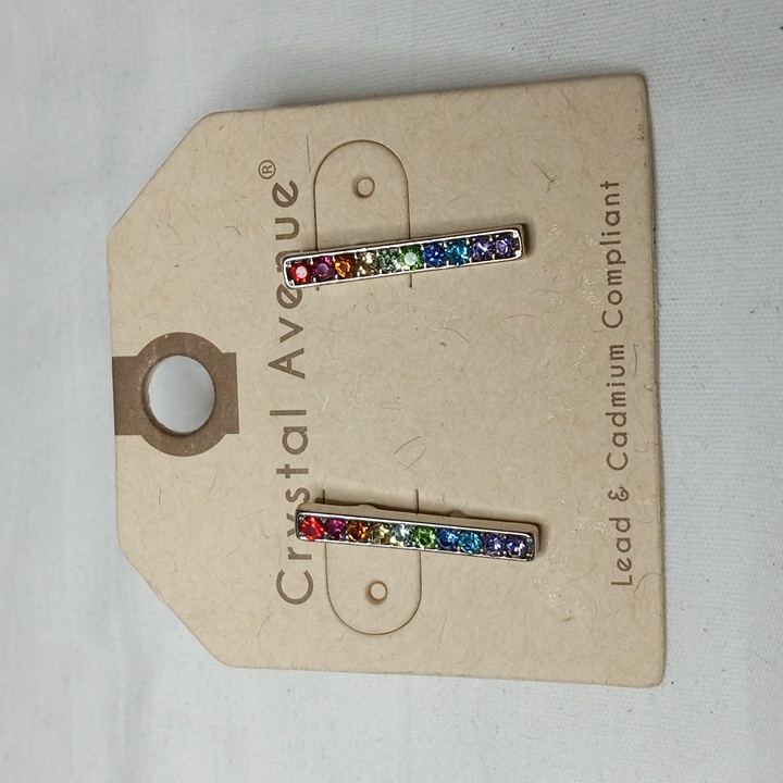 Crystal Avenue Rainbow Crystal Post Earrings Nwt Approx 1